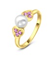 Silver Ring Hearts and Pearl CSR-58